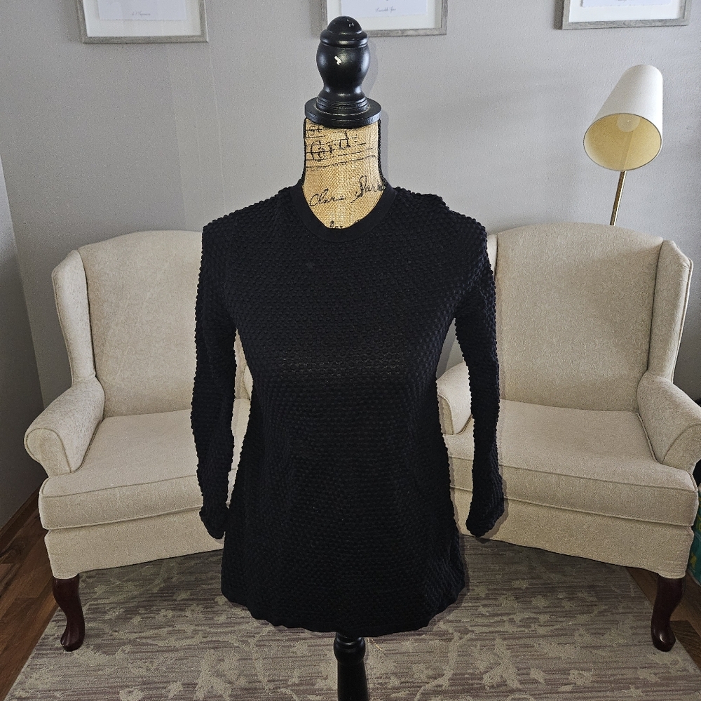 Black Textured Long Sleeve Top COS